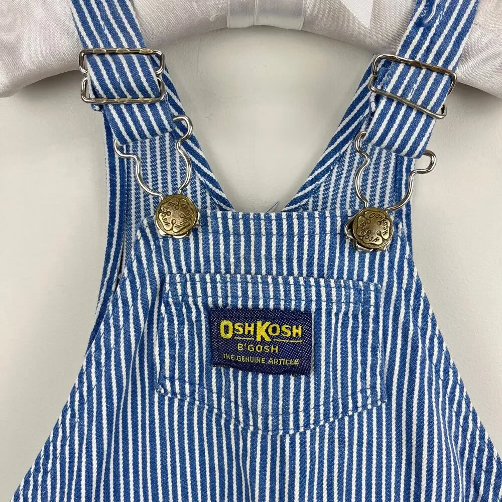 Vintage OshKosh B'gosh Blue Striped Overalls 18 Months